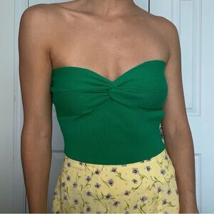 Green Strapless Top